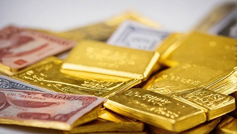Dollar weakness and US fiscal woes cause gold to hover near a two-week high