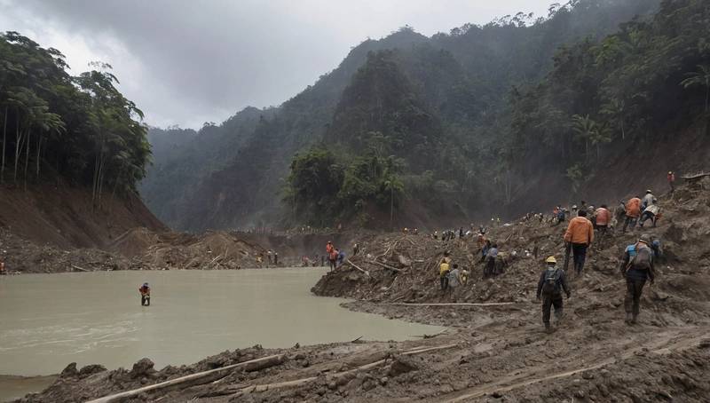 Indonesia searches for 19 missing people following a landslide in a gold mine in Papua