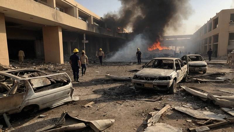 Officials say that at least 60 people have died in a fire at a mall in Iraq.