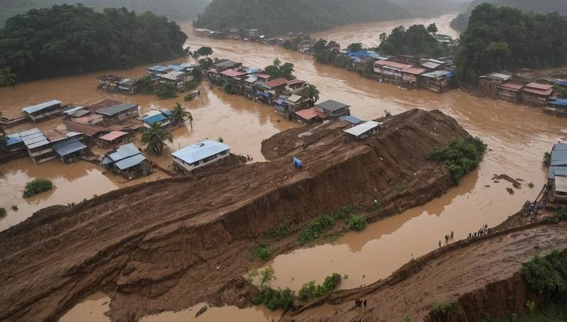 India's heavy rainfall causes floods and 30 people are killed in a landslide along a pilgrimage route