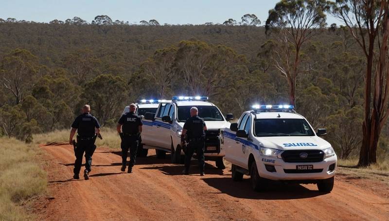 Manhunt for a 'heavily-armed' suspect continues in the Australian bush after two officers were shot dead