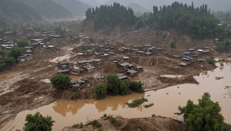 Over 200 people are missing after landslides and floods in Indian Kashmir have killed 60.