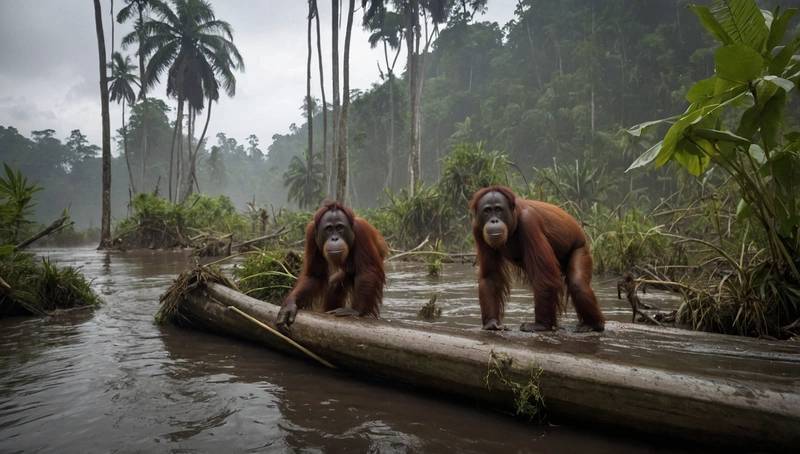 Orangutans in danger as Indonesia floods destroy habitat